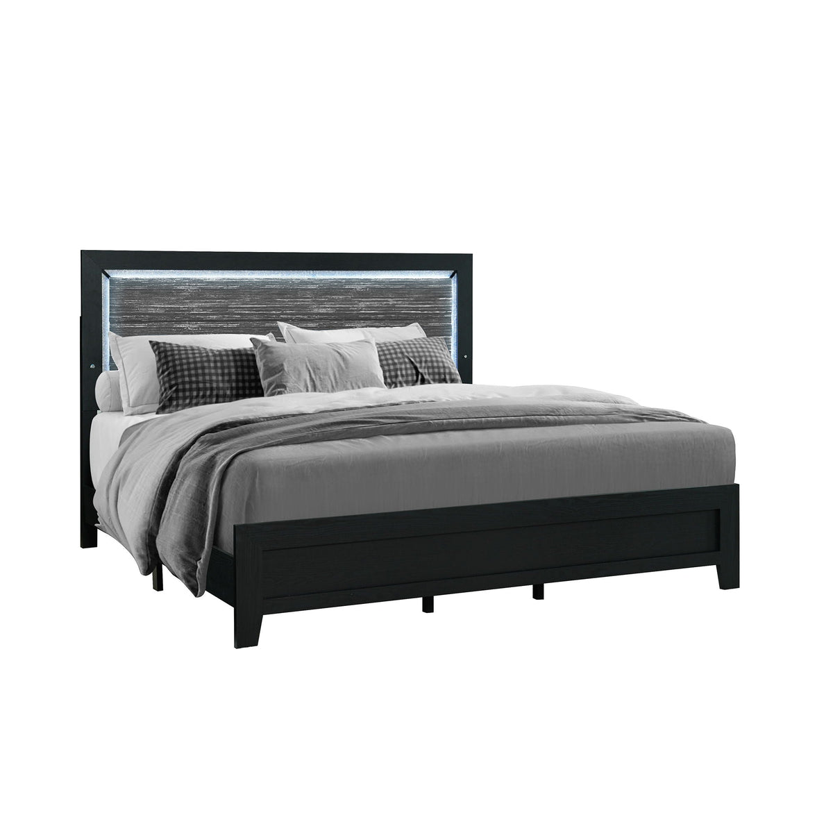 Modern Platform Bed with LED Lighting - Black