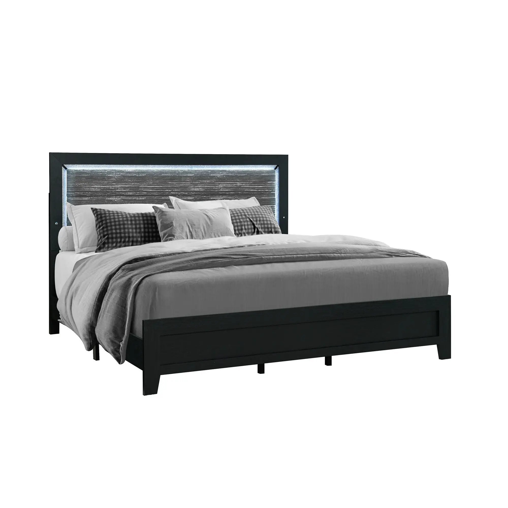 Carlos - 5 Pieces Queen Bedroom Set, Modern Design - Black by HouseOfZazla