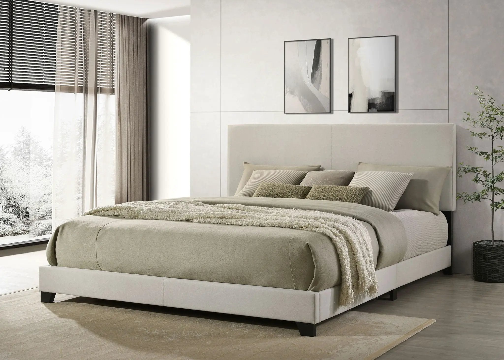 Dorian Fabric Upholstered California King Panel Bed Cream by Unique Piece Furniture