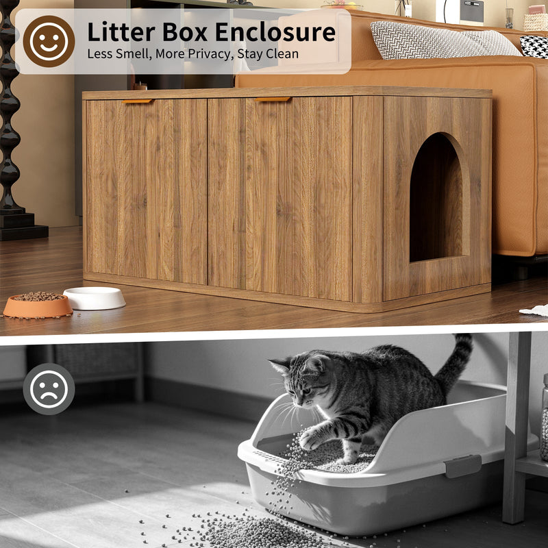 31.5" Walnut Finish Hidden Litter Box Furniture by HouseOfZazla