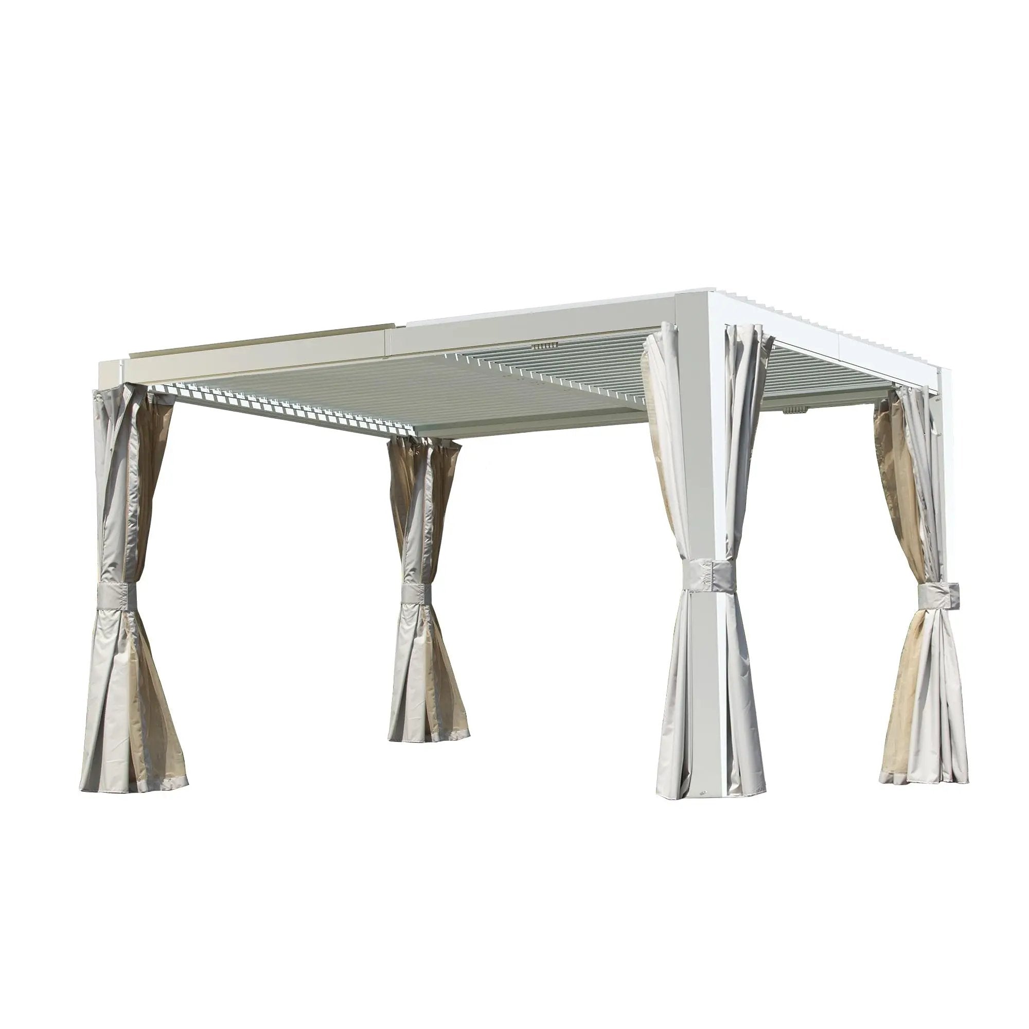 10x12 FT Outdoor Louvered Pergola with Adjustable Louvers - White by HouseOfZazla