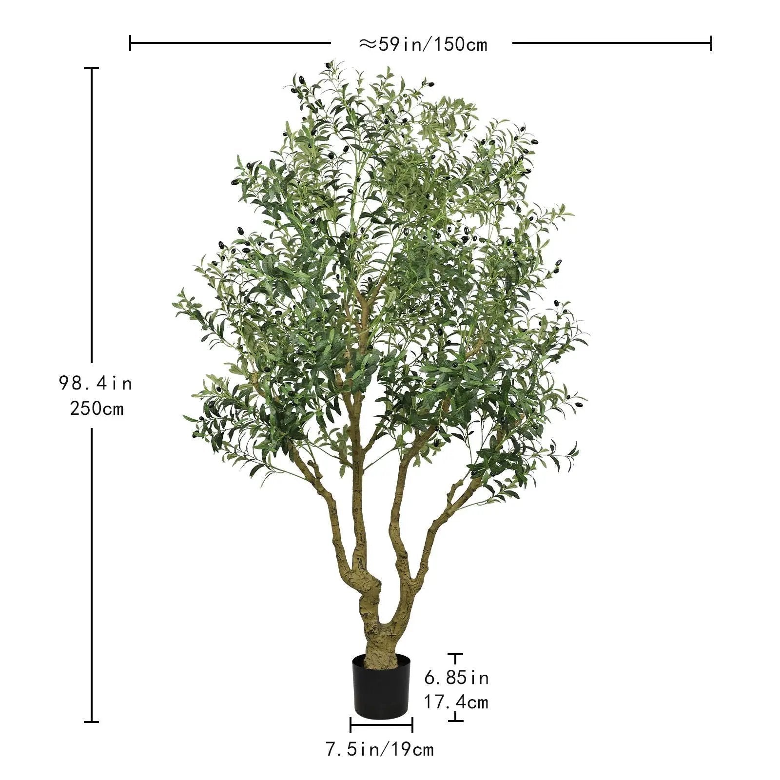 Artificial Olive Tree Large With Trunk, Indoor / Outdoor Decorative Plant For Living Room - Green by HouseOfZazla