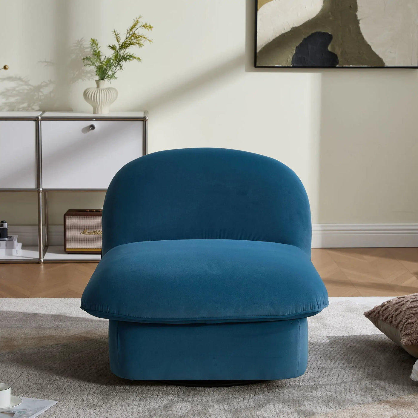 Pumpkin Shaped Swivel Accent Chair, 360 Degree Rotation for Living Room by HouseOfZazla