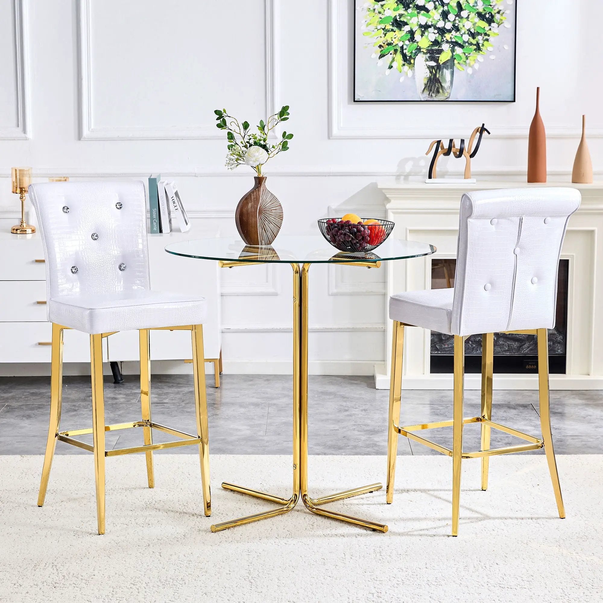Bar Chairs With Crystal Clasp Design (Set of 2) by Unique Piece Furniture