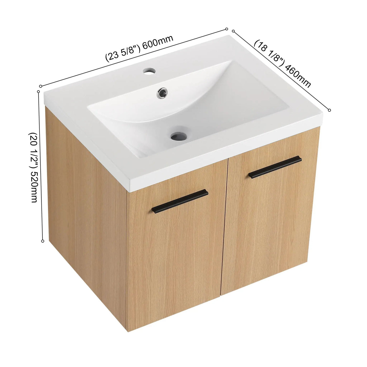Floating Bathroom Vanity With Sink, Wall Mounted Double Door Storage by Unique Piece Furniture