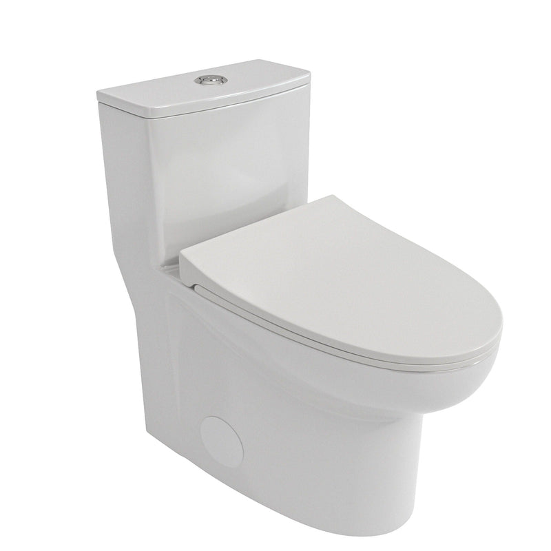 Modern 1 Piece Toilet With Dual Flush And Soft Closing Seat - White by HouseOfZazla