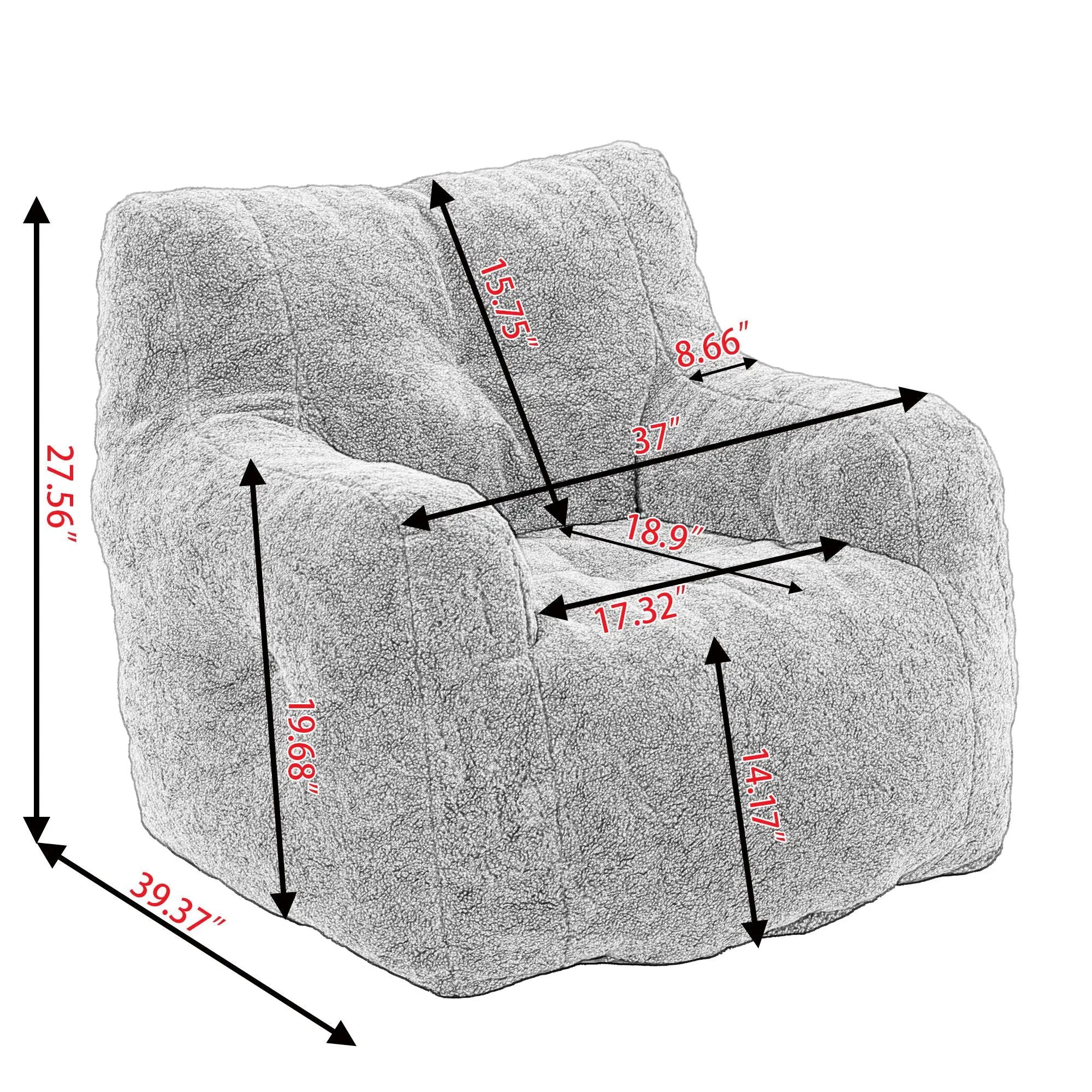 Soft Teddy Fabric Tufted Foam Bean Bag Chair With Teddy Fabric by Unique Piece Furniture