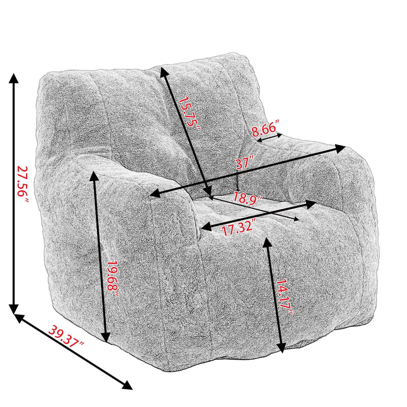 Soft Teddy Fabric Tufted Foam Bean Bag Chair With Teddy Fabric by Unique Piece Furniture