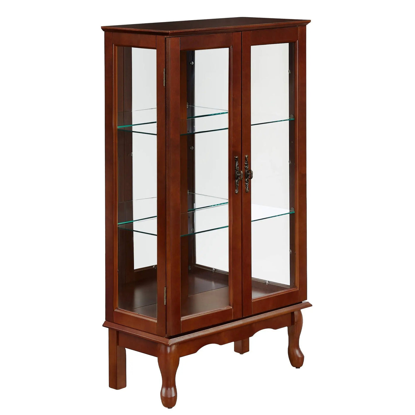 Curio Cabinet Lighted Curio Diapaly Cabinet With Adjustable Shelves And Mirrored Back Panel, Tempered Glass Doors (3 Tier), (E26 Light Bulb Not Included) by HouseOfZazla