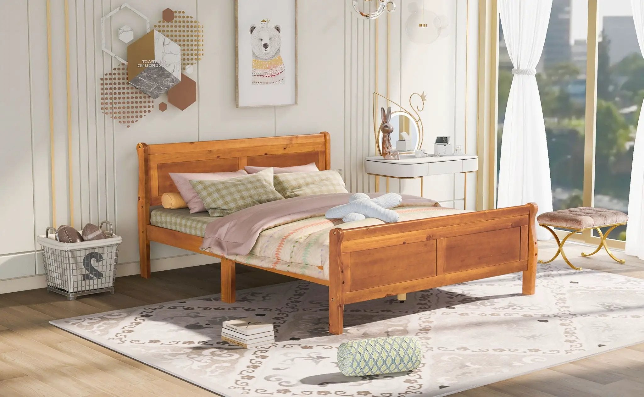Platform Bed Frame Mattress Foundation Sleigh Bed With Headboard / Footboard / Wood Slat Suppor by Unique Piece Furniture