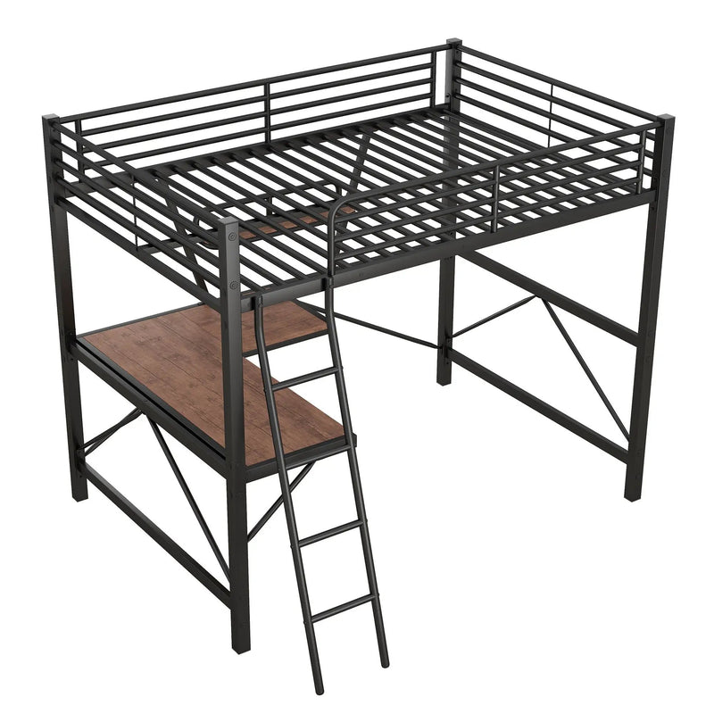 Loft Bed With Desk And Shelf, Modern Design
