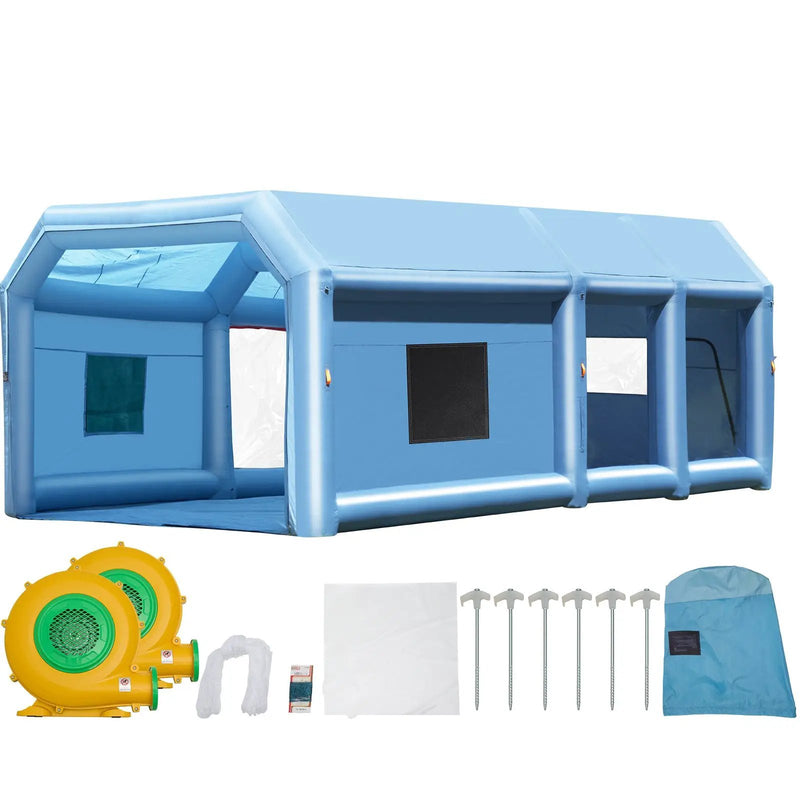 Inflatable Paint Booth, 26.2 x 14.8 x 9.8 ft with Dual Blowers and Air Filter System by HouseOfZazla