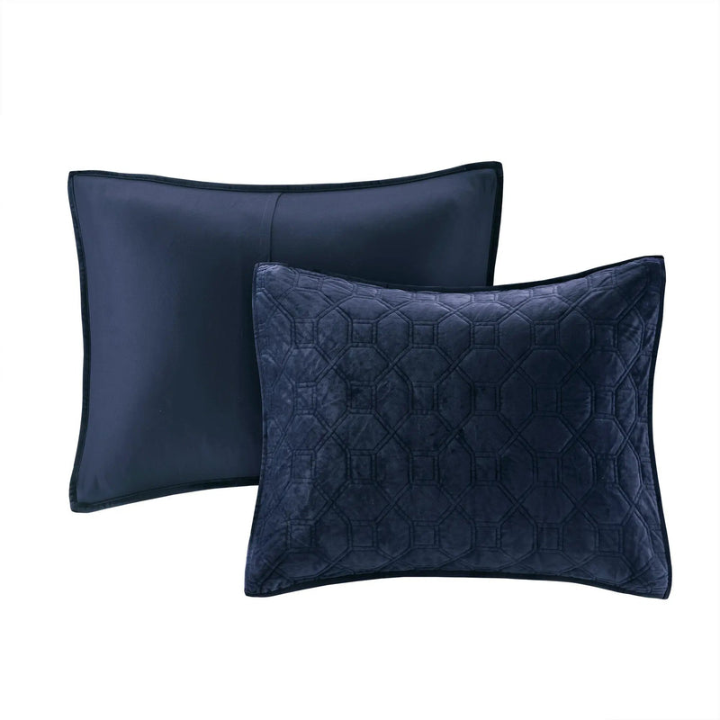 3 Piece Velvet Quilt Set Navy King/Cal King by HouseOfZazla