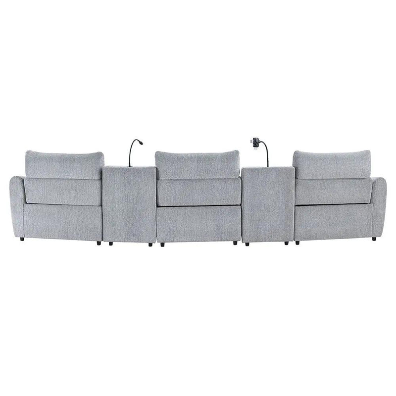 Fullar - Modular Console With Speaker & Cup Holder - Light Gary Chenille by Unique Piece Furniture