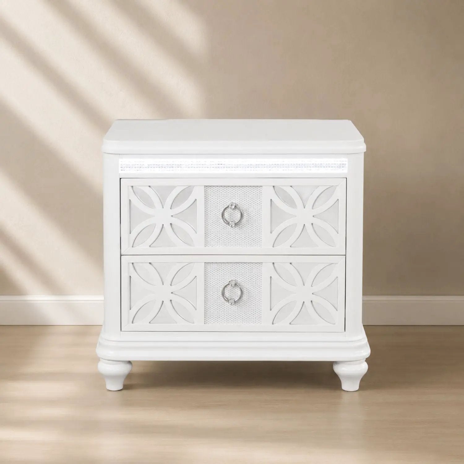 Abigale - 2 Drawer Nightstand With LED - White by HouseOfZazla