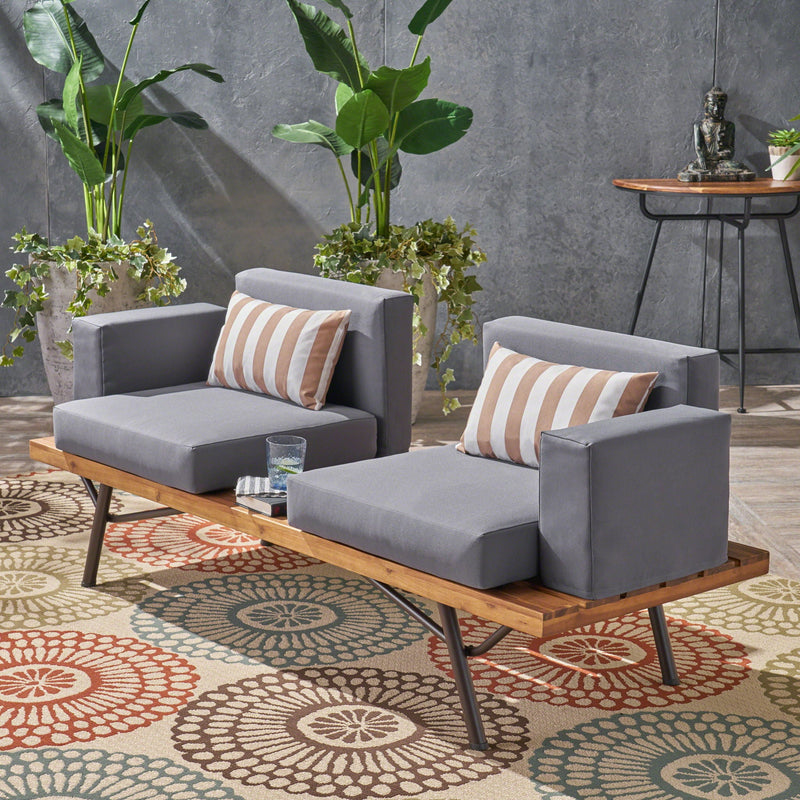 Outdoor Sofa With Cushions And Iron Legs - Dark Gray by HouseOfZazla