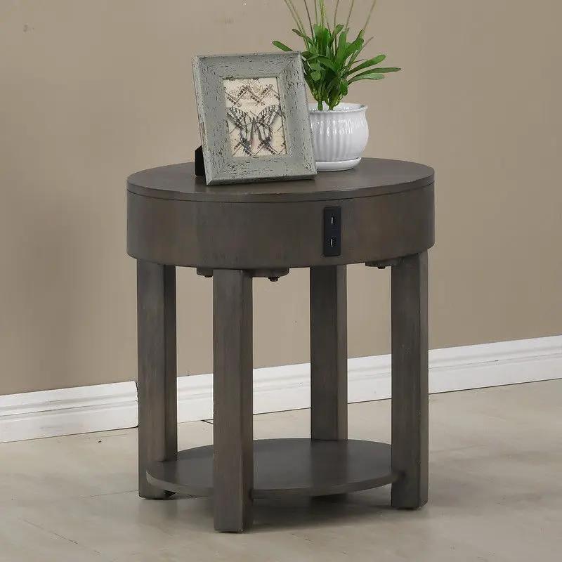 Jonah - MDF End Table With USB Ports - Light Brown by HouseOfZazla