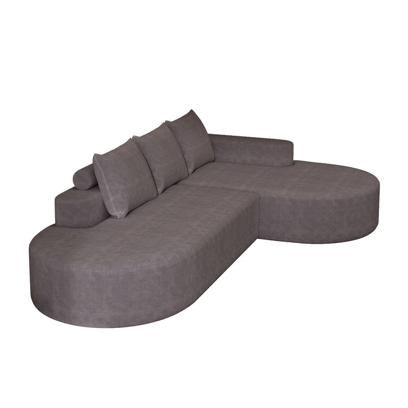 Modern Curved Sofa, L-Shaped Modular Sectional Set With 3 Pillows by HouseOfZazla