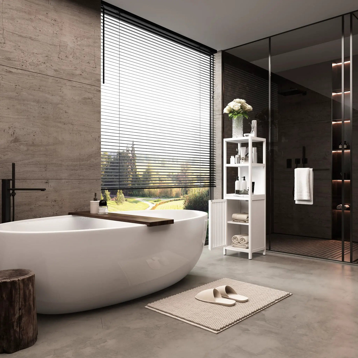 Storage Cabinet With Tall Tower, Multifunctional For Bathroom by HouseOfZazla
