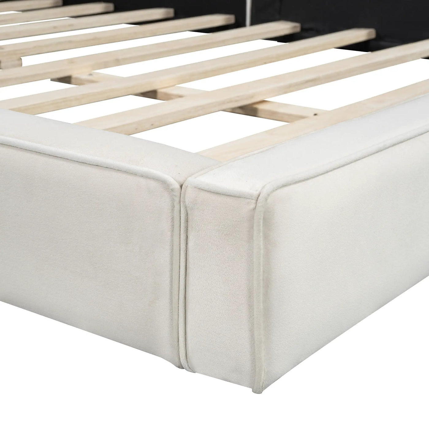 Upholstered Platform Bed, Grounded Bed With Solid Frame by HouseOfZazla