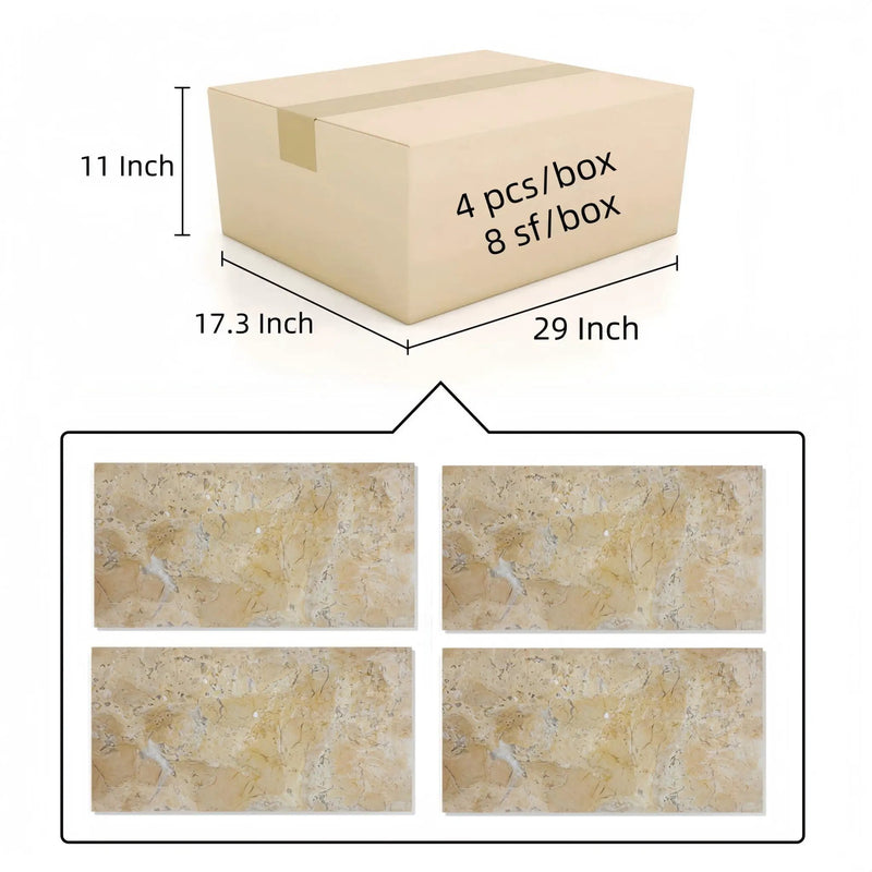 Marble Tile For Floor And Wall Honed 12 x 24" Stone (Set of 4) - Beige / Gold by HouseOfZazla