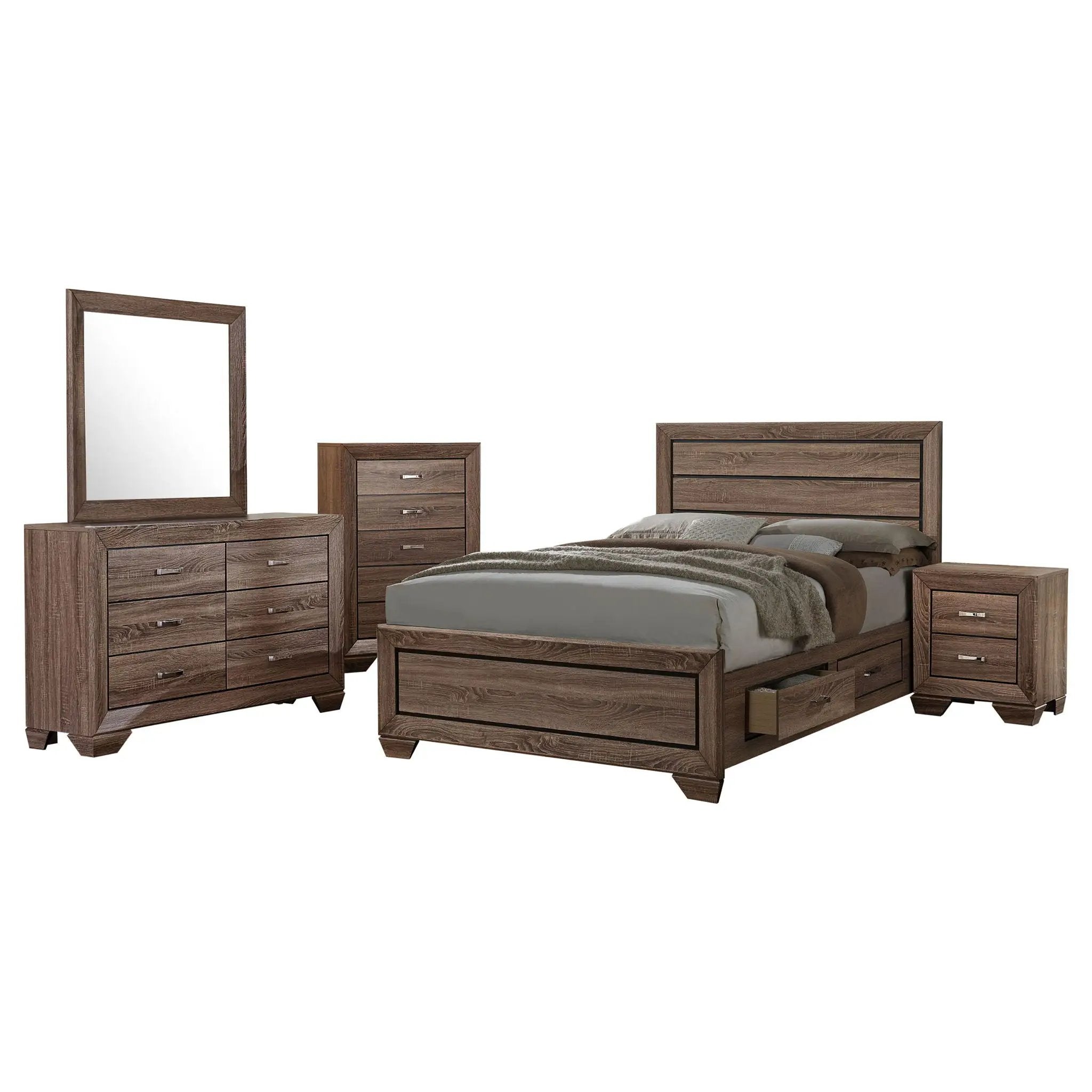 Kauffman 5-piece California King Bedroom Set Washed Taupe by Unique Piece Furniture