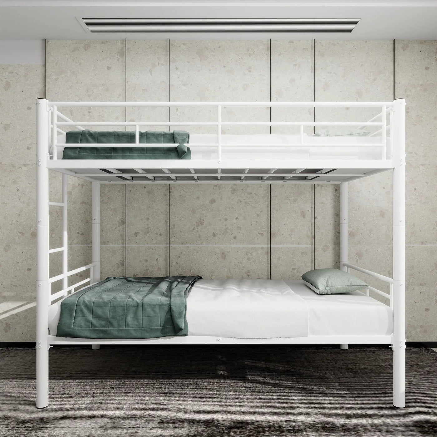 Metal Bunk Bed For Kids, Convertible Bedframe With Ladders & Guardrail by HouseOfZazla