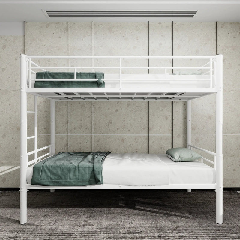 Metal Bunk Bed For Kids, Convertible Bedframe With Ladders & Guardrail by HouseOfZazla
