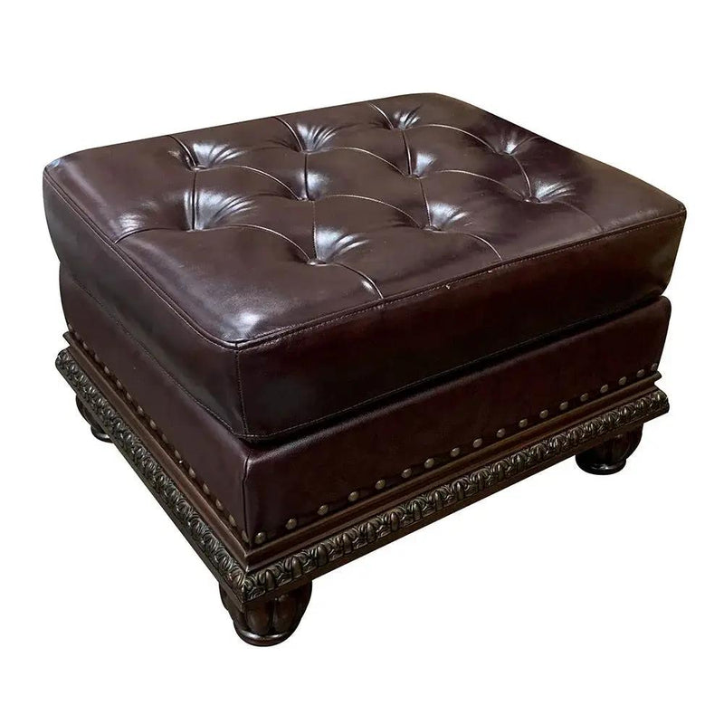 Anondale - Ottoman - Espresso Top Grain Leather Match & Cherry by Unique Piece Furniture