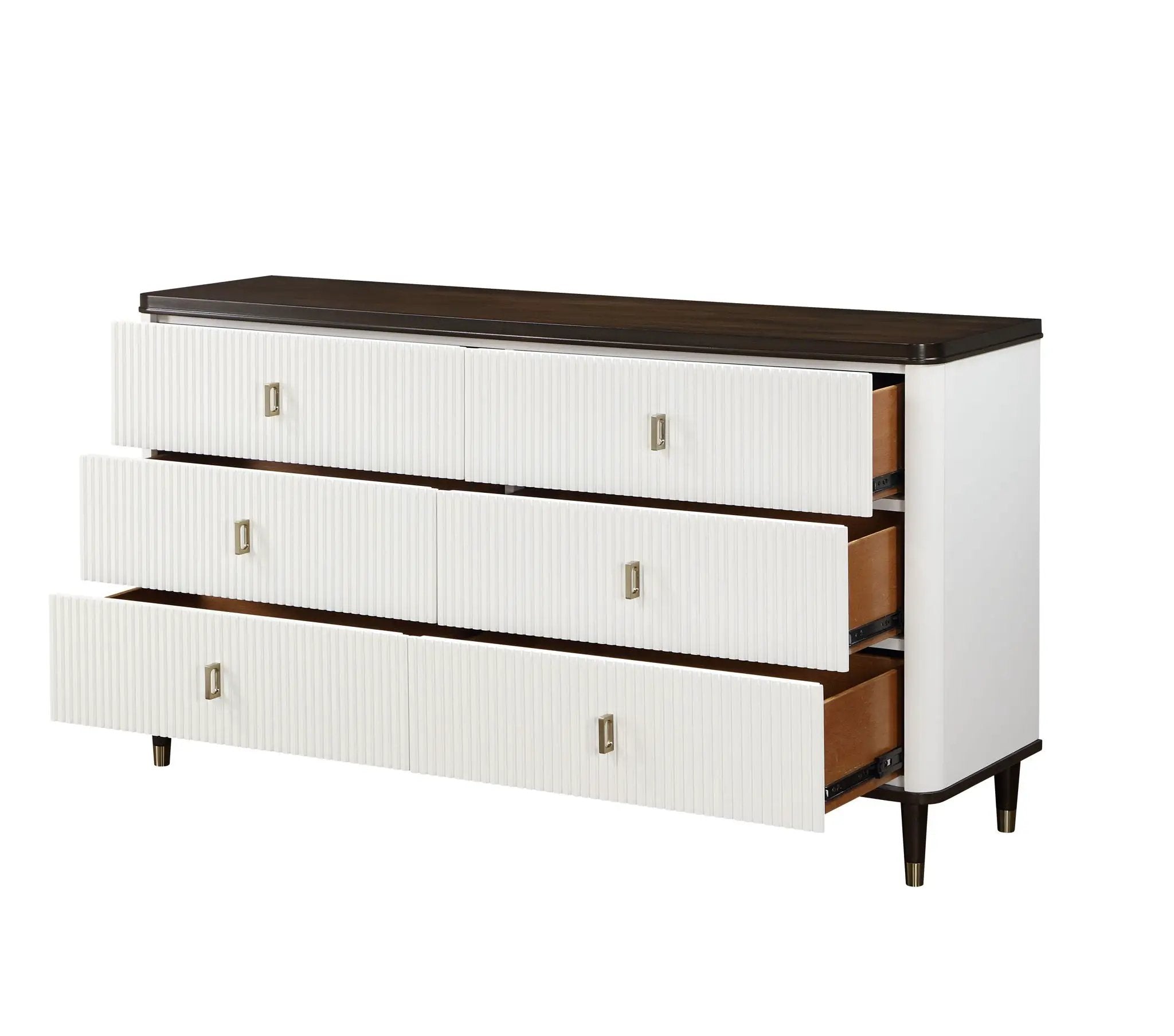 Carena Dresser with Jewelry Tray - White / Walnut by HouseOfZazla