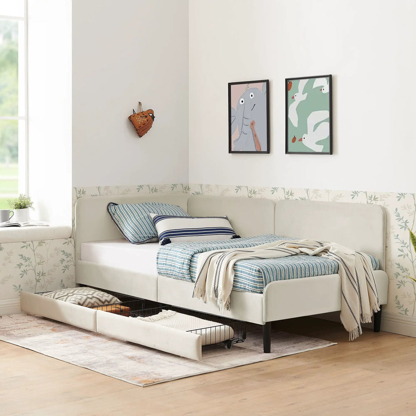 Upholstered Platform Bed Frame With 2 Storage Drawers And Adjustable Sofa Bed by Unique Piece Furniture