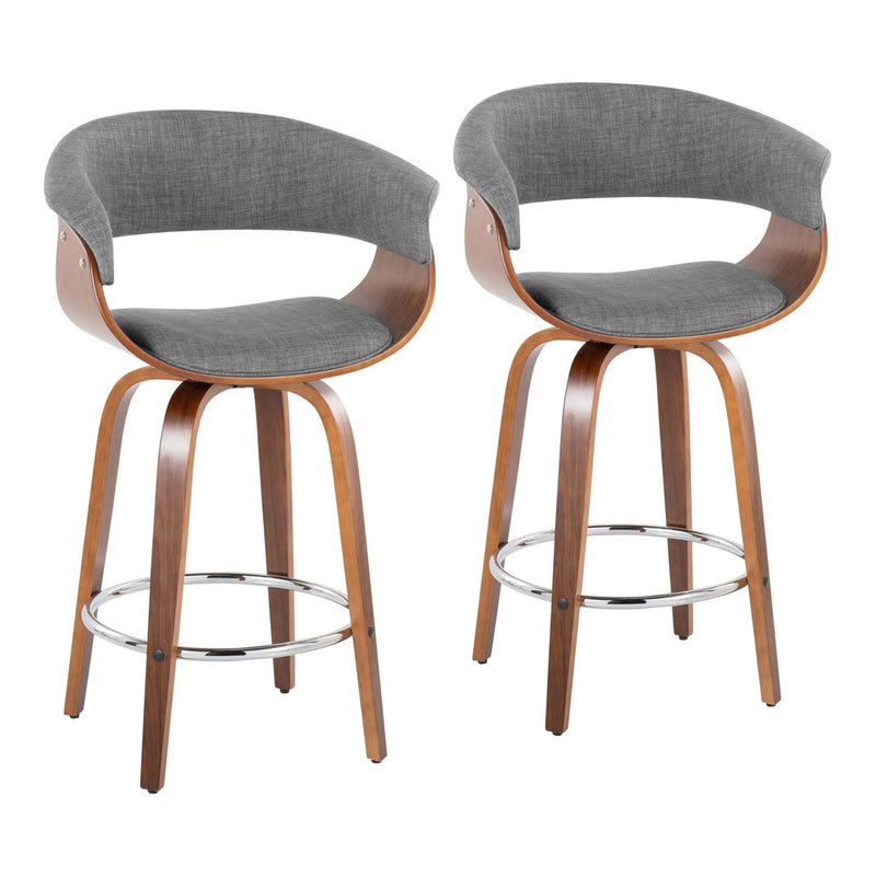 Vintage Mod - Mid Century Modern Fixed Height Counter Stool With Swivel With Round Footrest (Set of 2) by Unique Piece Furniture