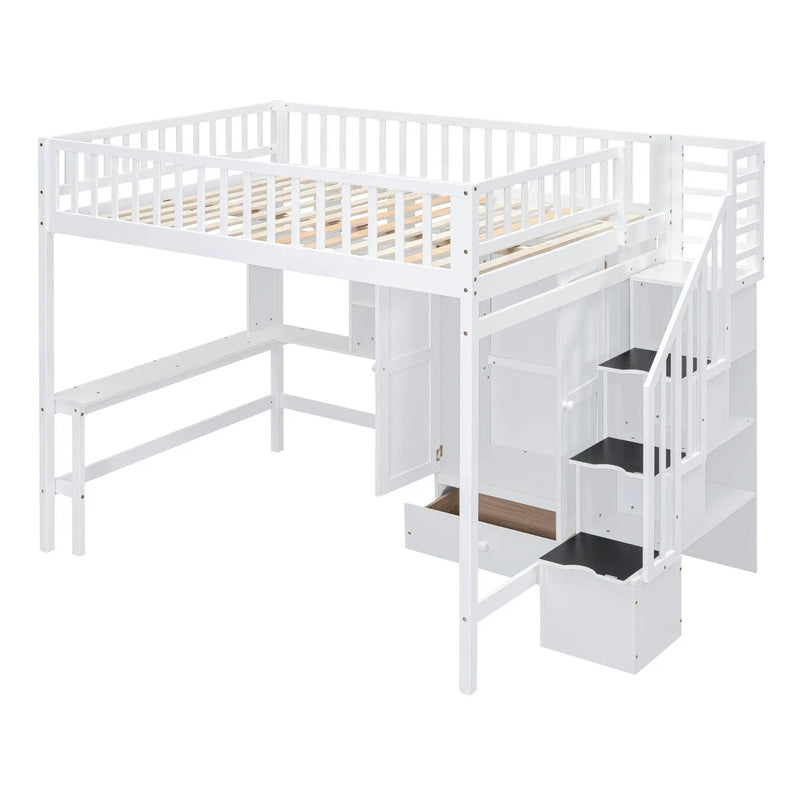 Loft Bed With Bookshelf, Drawers, Desk, And Wardrobe by HouseOfZazla
