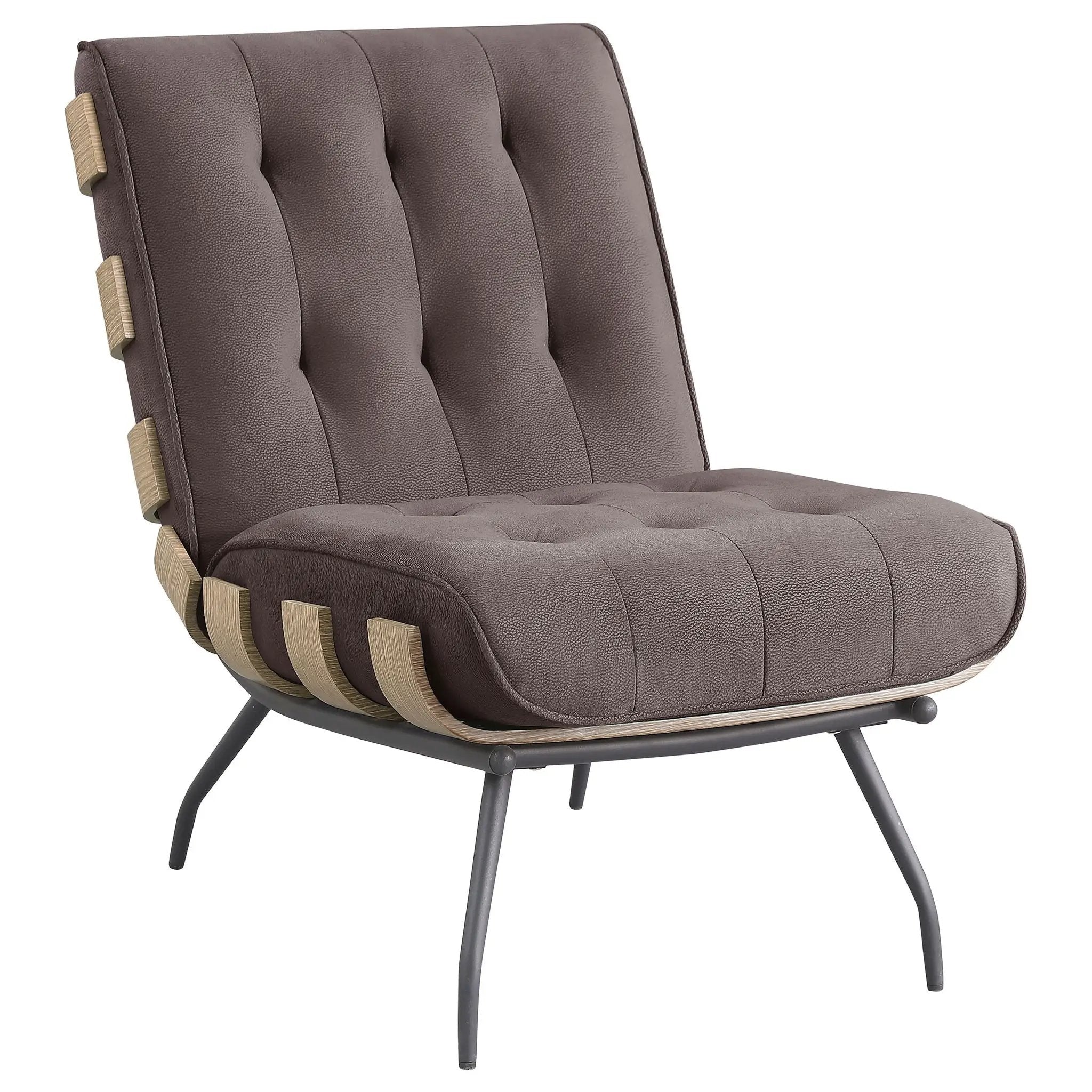 Aloma Upholstered Tufted Armless Accent Chair Brown by Unique Piece Furniture