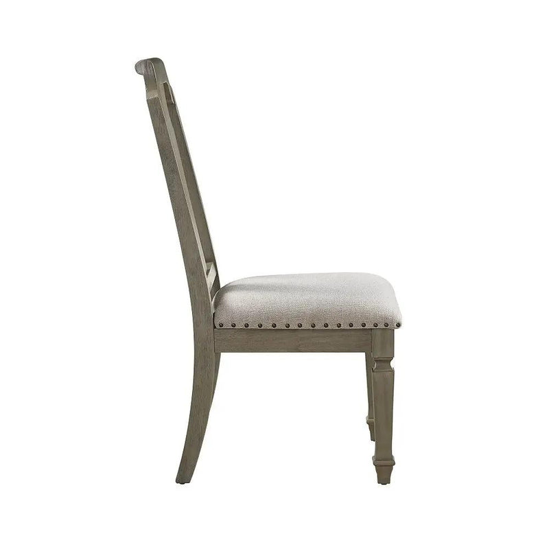 Zumala - Side Chair (Set of 2) - Beige Linen & Weathered Oak by Unique Piece Furniture