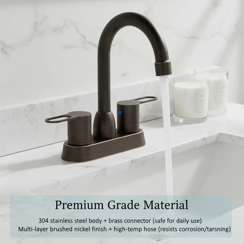 2 Handles Bathroom Sink Faucet, Oil Rubbed Bronze Centerset by HouseOfZazla