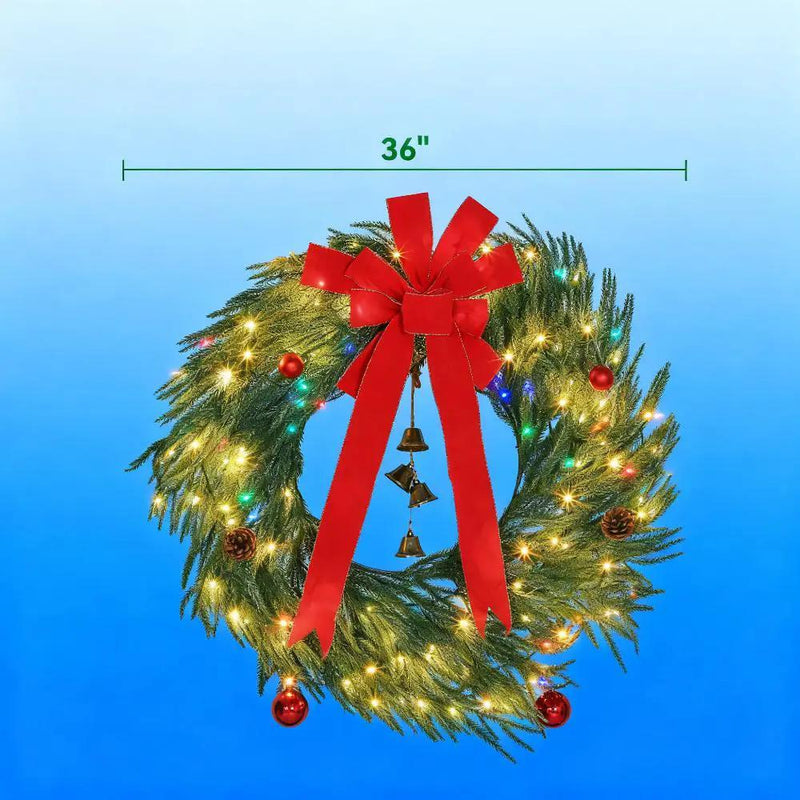 Christmas Wreath for Front Door with LED Lights by HouseOfZazla