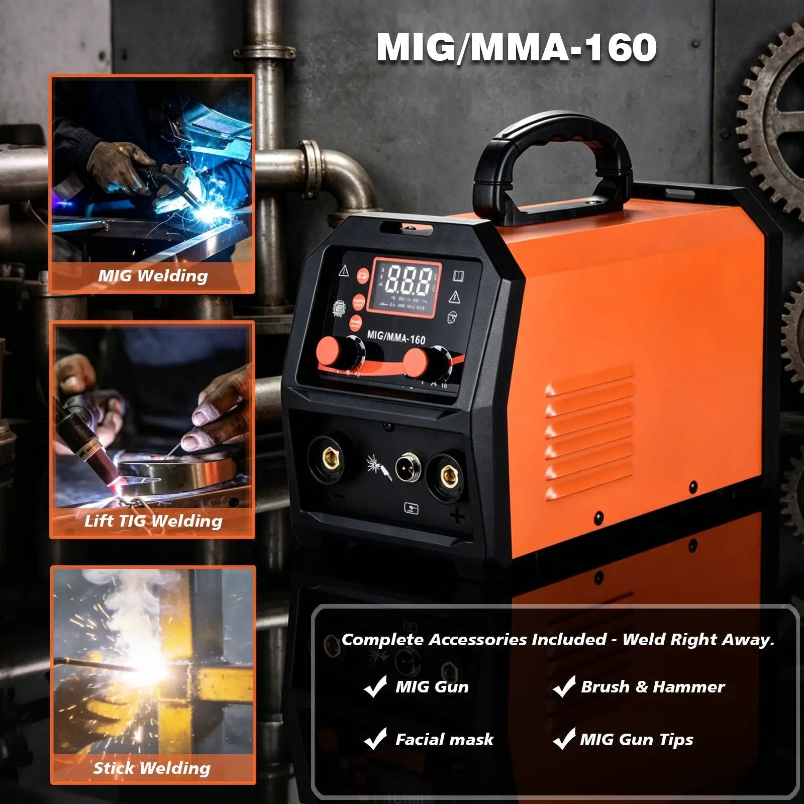 MMA MIG 160A Welder, 4 in 1 Portable Inverter Welding Machine by HouseOfZazla