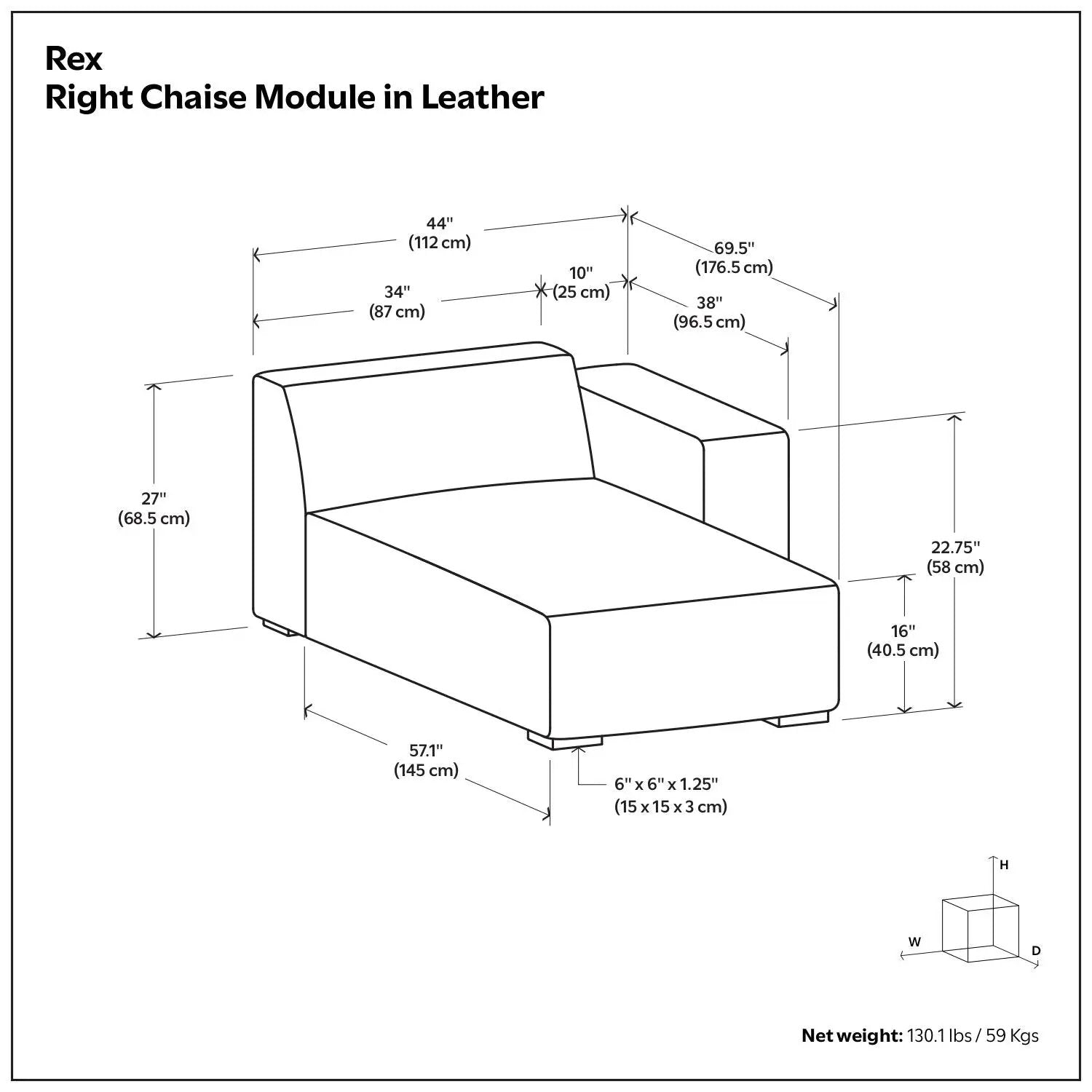 Rex - Chaise Sofa Module by HouseOfZazla