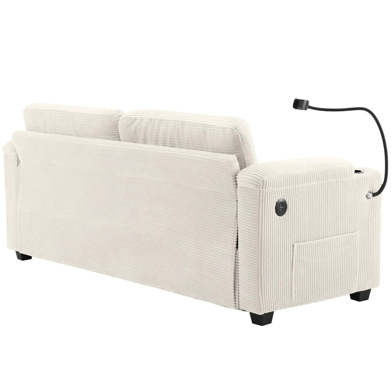 Sleeper Sofa Loveseat Sofa With Full Size Mattress, 2 USB Ports, 2 Cup Holders, 2 Side Pockets And Phone Holder by HouseOfZazla