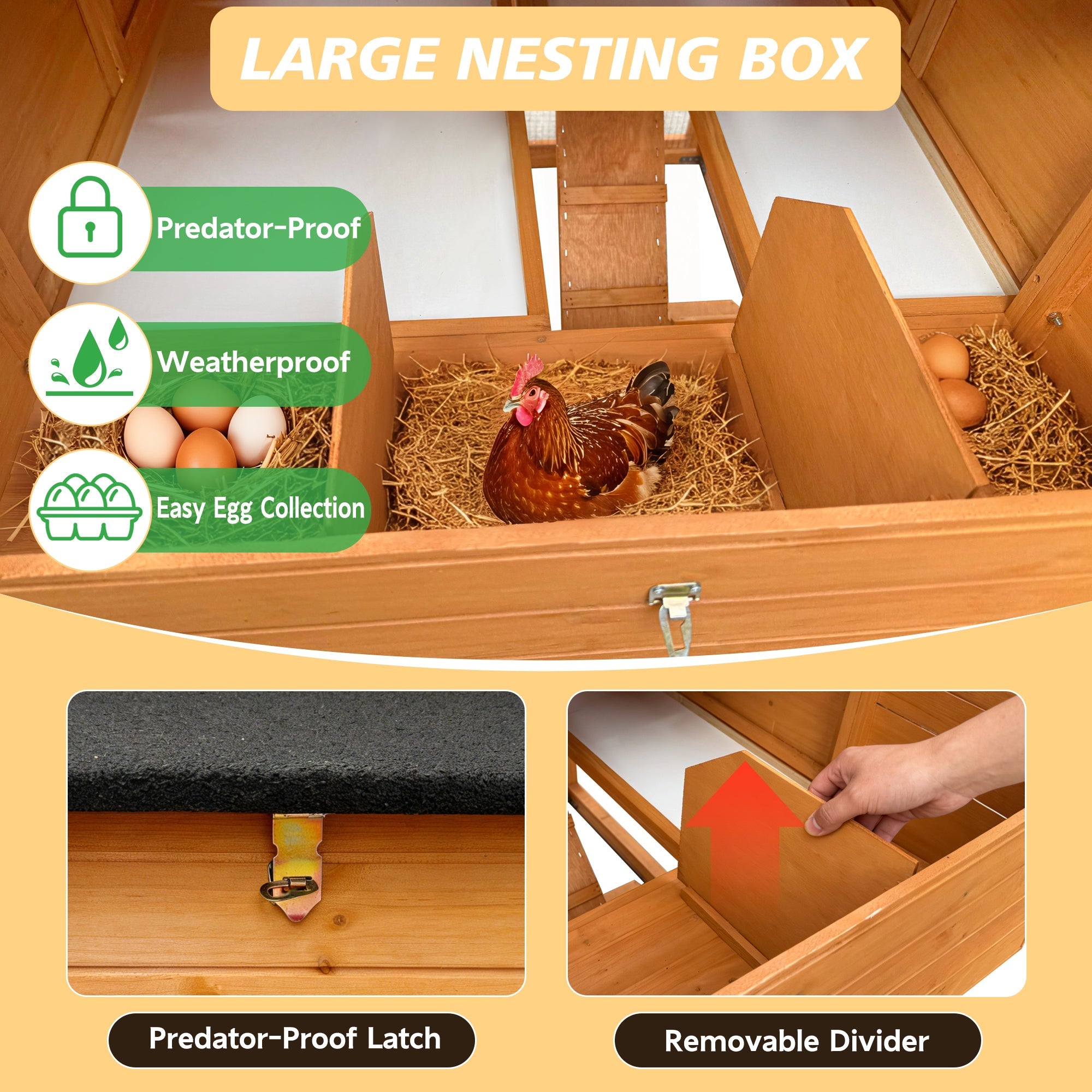 Chicken House for Outdoor with Two Nesting Boxes, Leakproof Pull-On Tray, and UV-Resistant Roof Panel by HouseOfZazla
