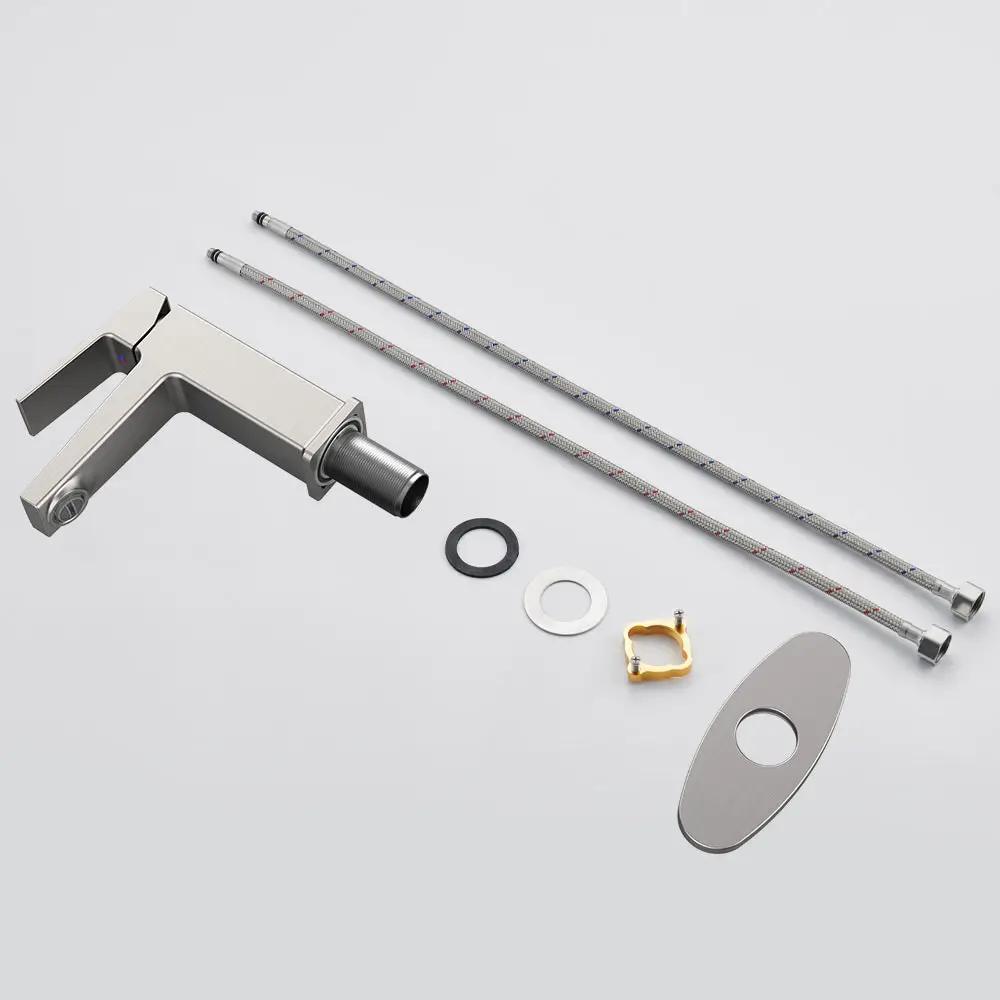 Brushed Nickel Single Handle Bathroom Faucet with Deck by HouseOfZazla