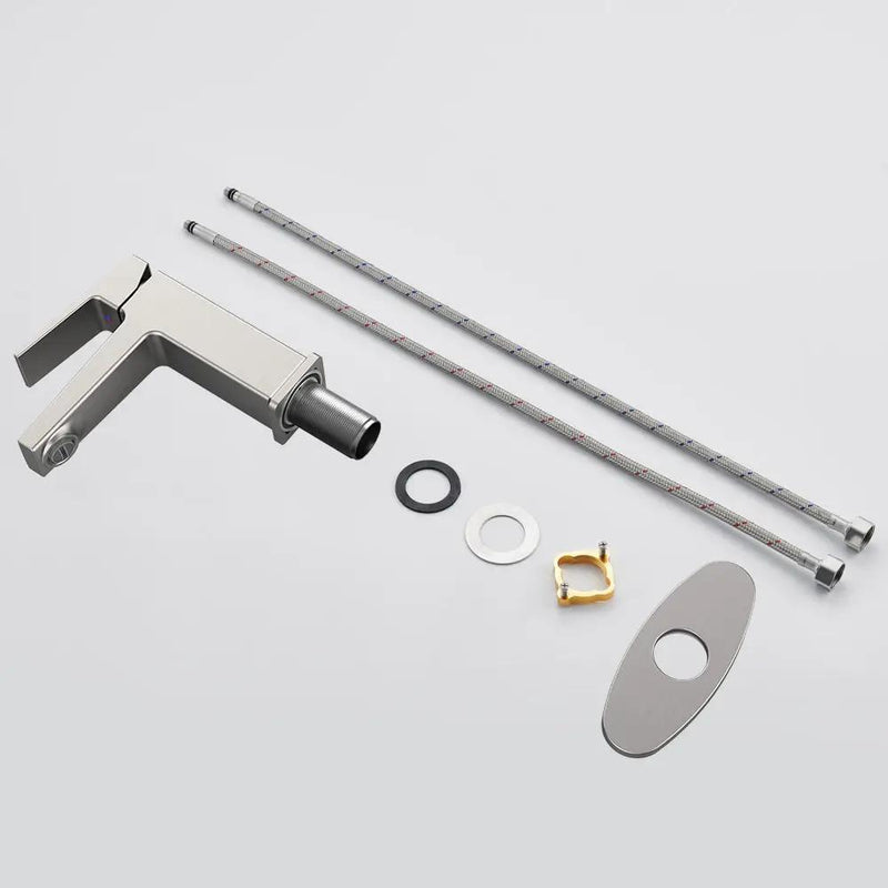 Brushed Nickel Single Handle Bathroom Faucet with Deck by HouseOfZazla