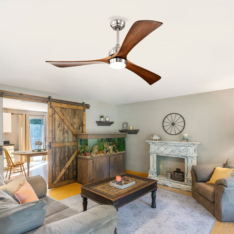 52" Solid Wood Blades Ceiling Fan with Lights and Remote Control by HouseOfZazla
