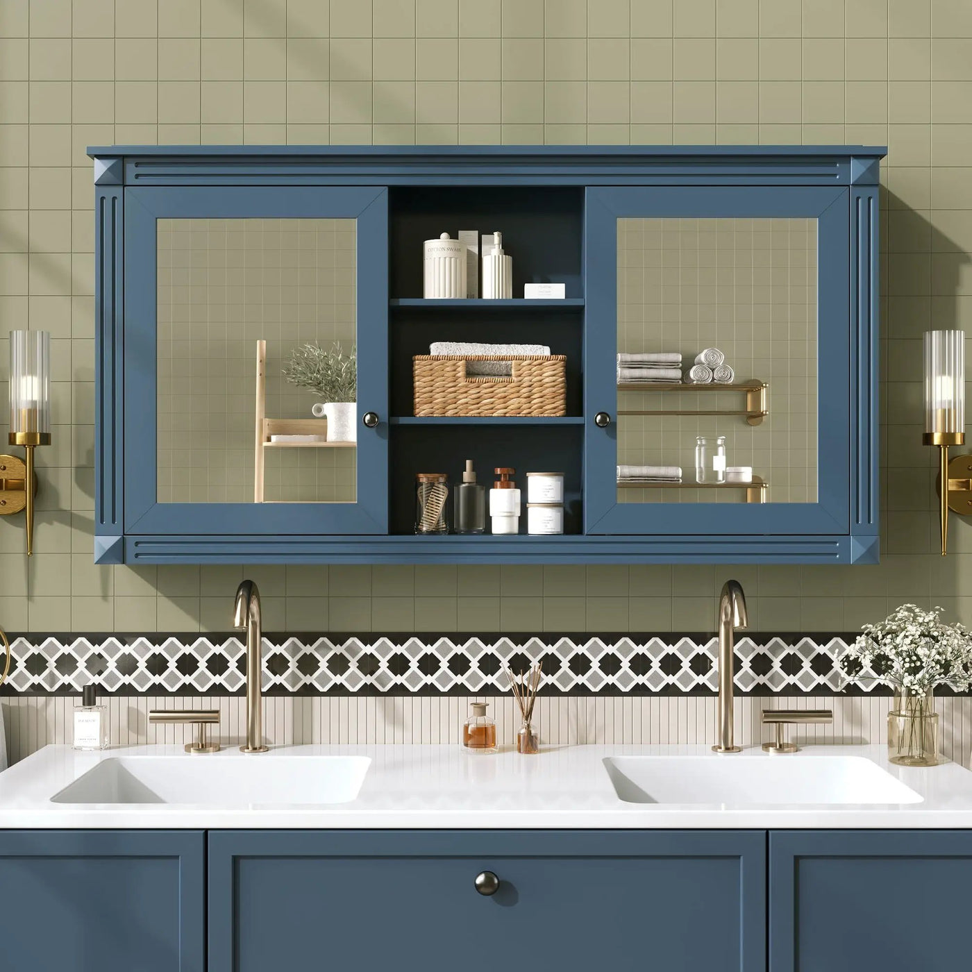 Modern Wall-Mount 2 In 1 Mirror Cabinet With Adjustable Shelves, Soft-Closing Hinges by HouseOfZazla