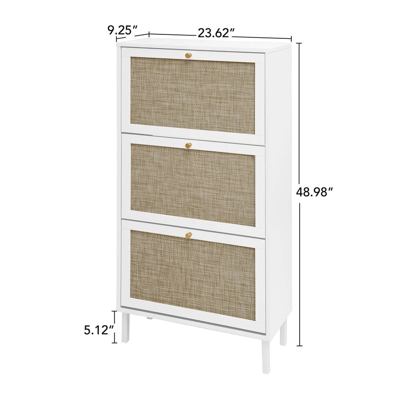 Modern Rattan 3 Door Shoe Rack Cabinet For Entryway by Unique Piece Furniture