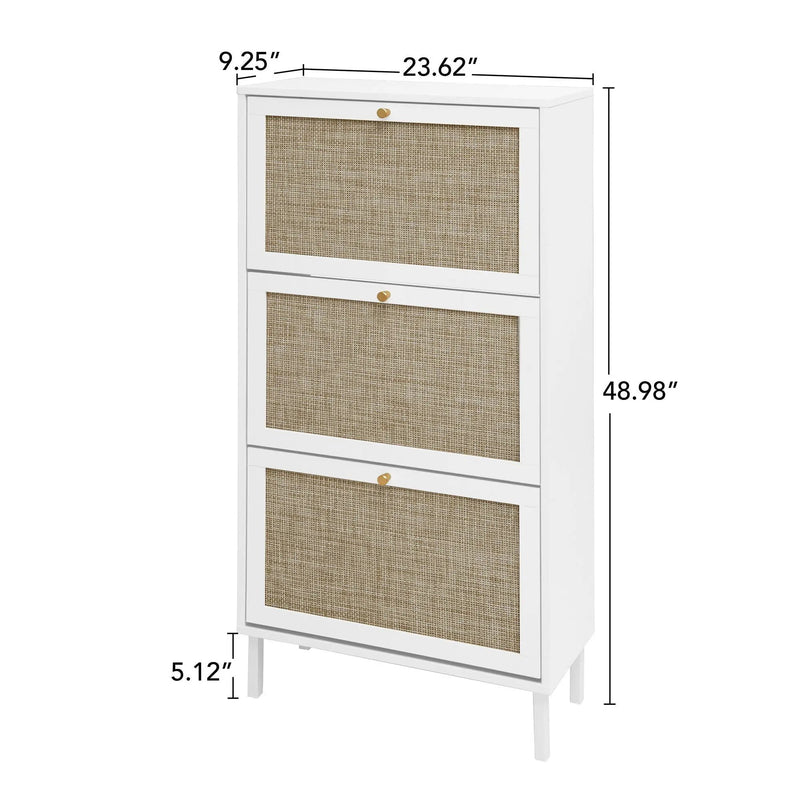 Modern Rattan 3 Door Shoe Rack Cabinet for Entryway by HouseOfZazla