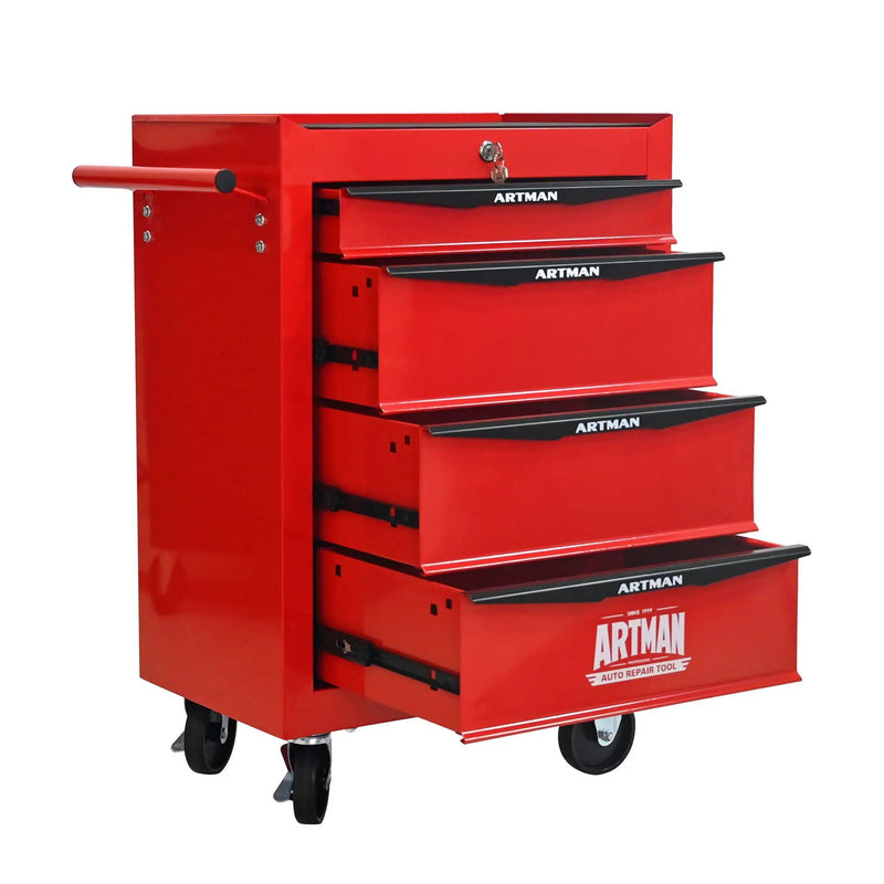 Rolling Metal Tool Chest With Drawers, Steel Storage Cabinet With Ball Bearing Slides by HouseOfZazla