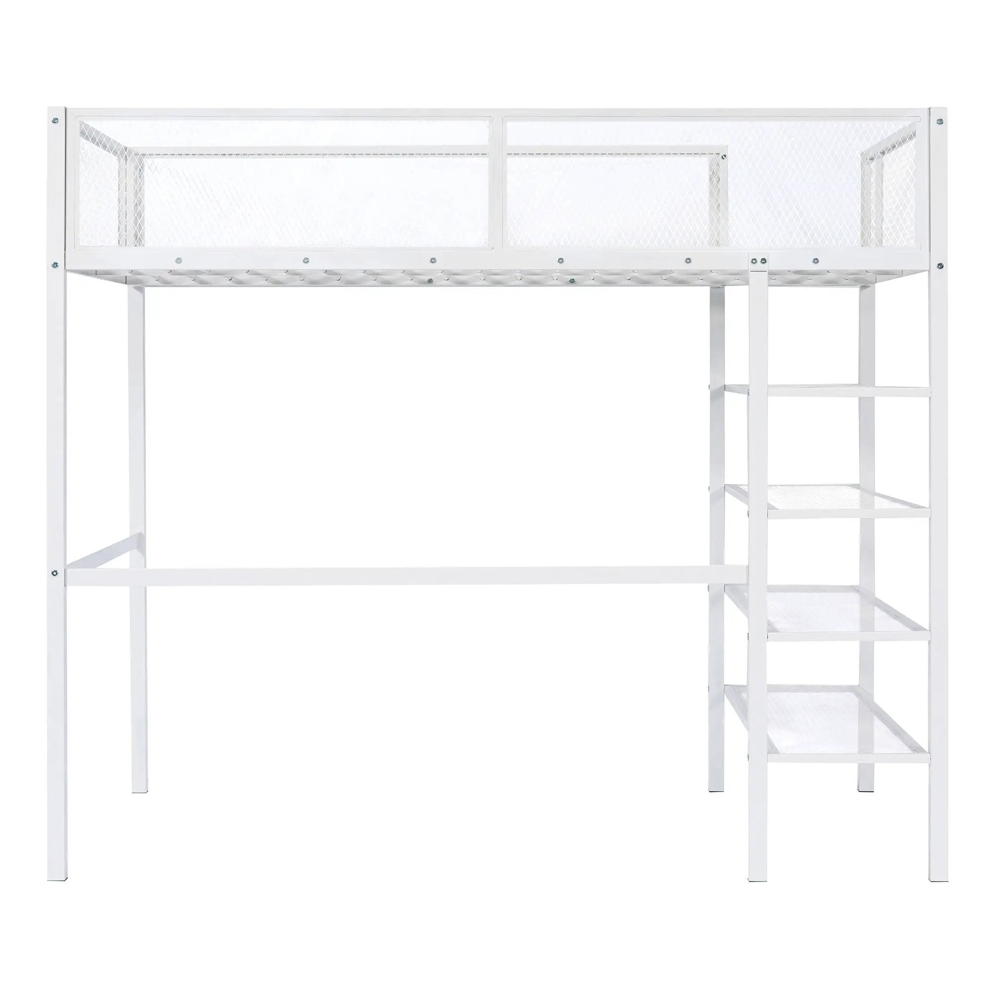 Loft Bed With 4 Tier Shelves And Storage by Unique Piece Furniture