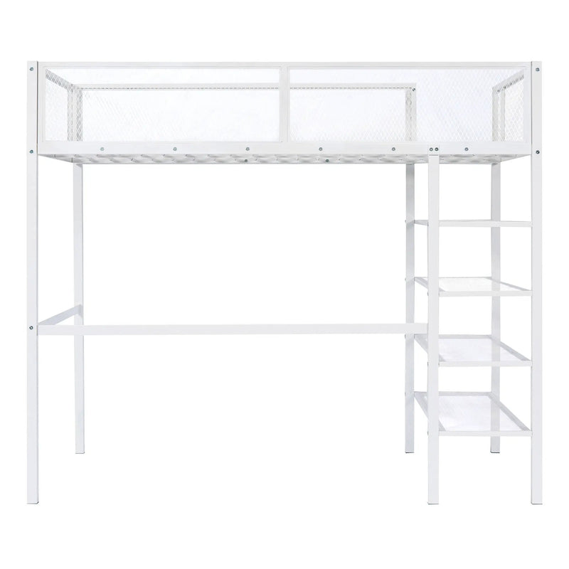 Loft Bed With 4 Tier Shelves And Storage by Unique Piece Furniture